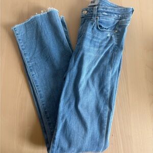 PAIGE Manhattan Straight-Leg Jeans – Size 25 – Distressed Raw Hem